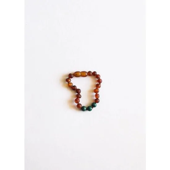 Raw Cognac Amber   Malachite Bracelet