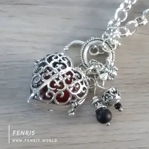 Red Carnelian Necklace Silver Heart Sphere
