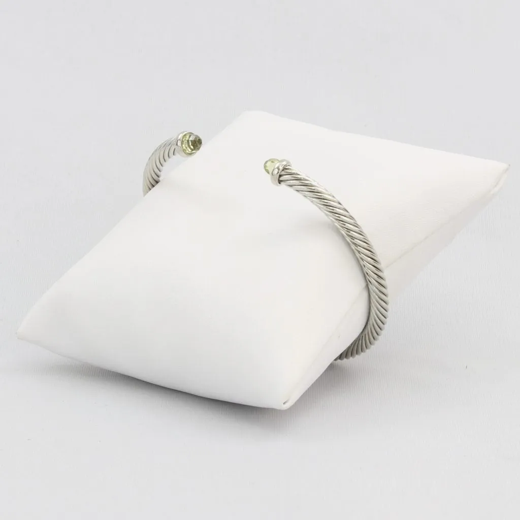 Rope cuff bracelet with colored faceted gemstone