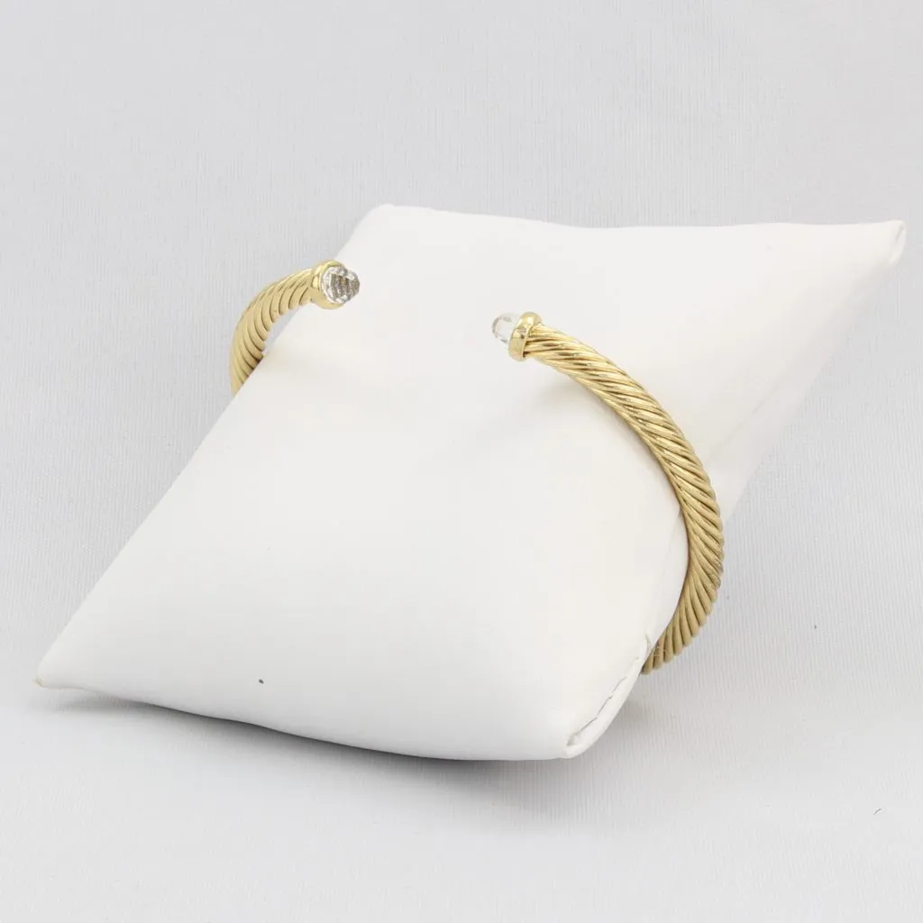 Rope cuff bracelet with colored faceted gemstone