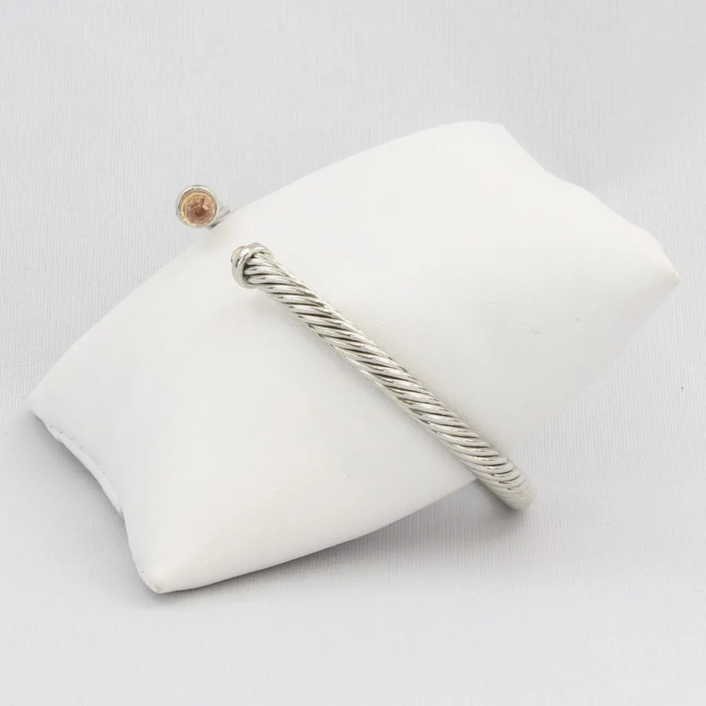 Rope cuff bracelet with colored faceted gemstone