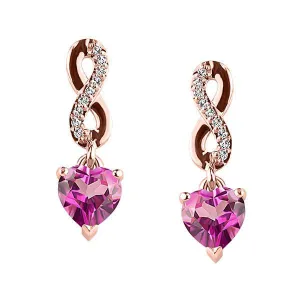 Rose Gold Diamond And Ping Topaz Earrings