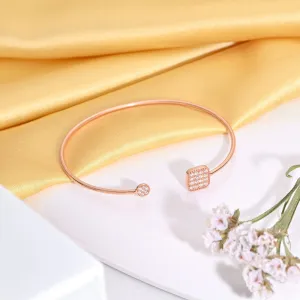 Rose Gold Radiance: Sterling Silver Bracelet with Cubic Zirconia