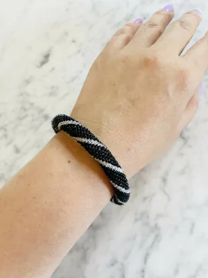 Roudainasart Handmade Beaded Rope Bracelet Black