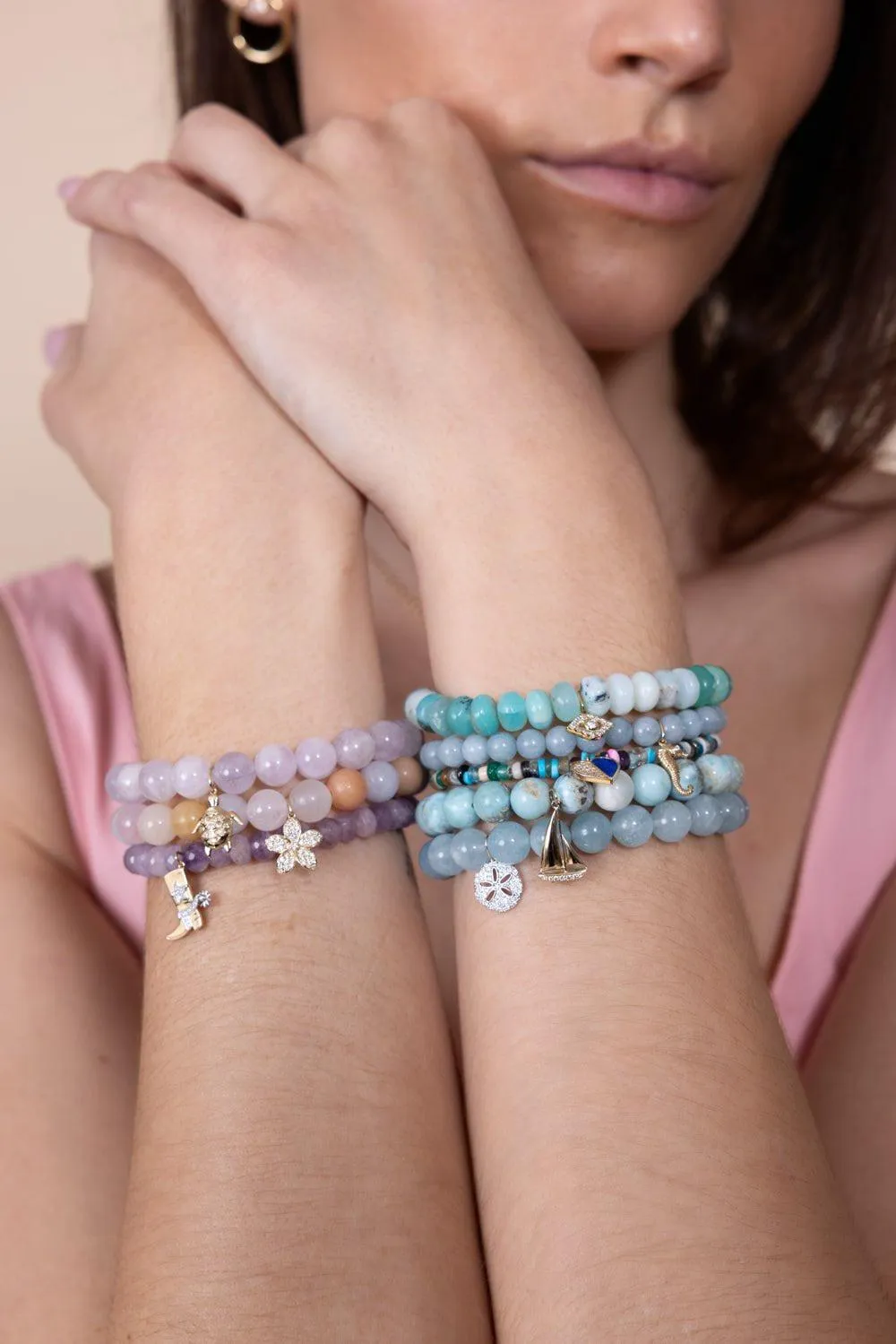 Sand Dollar Aquamarine Charm Bracelet