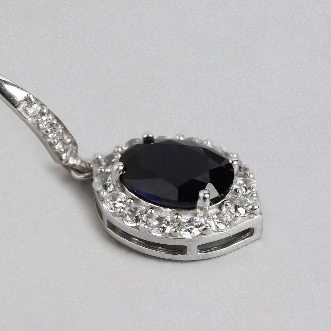 Sapphire Cascade Rhodium-Plated 925 Sterling Silver Drop Earrings