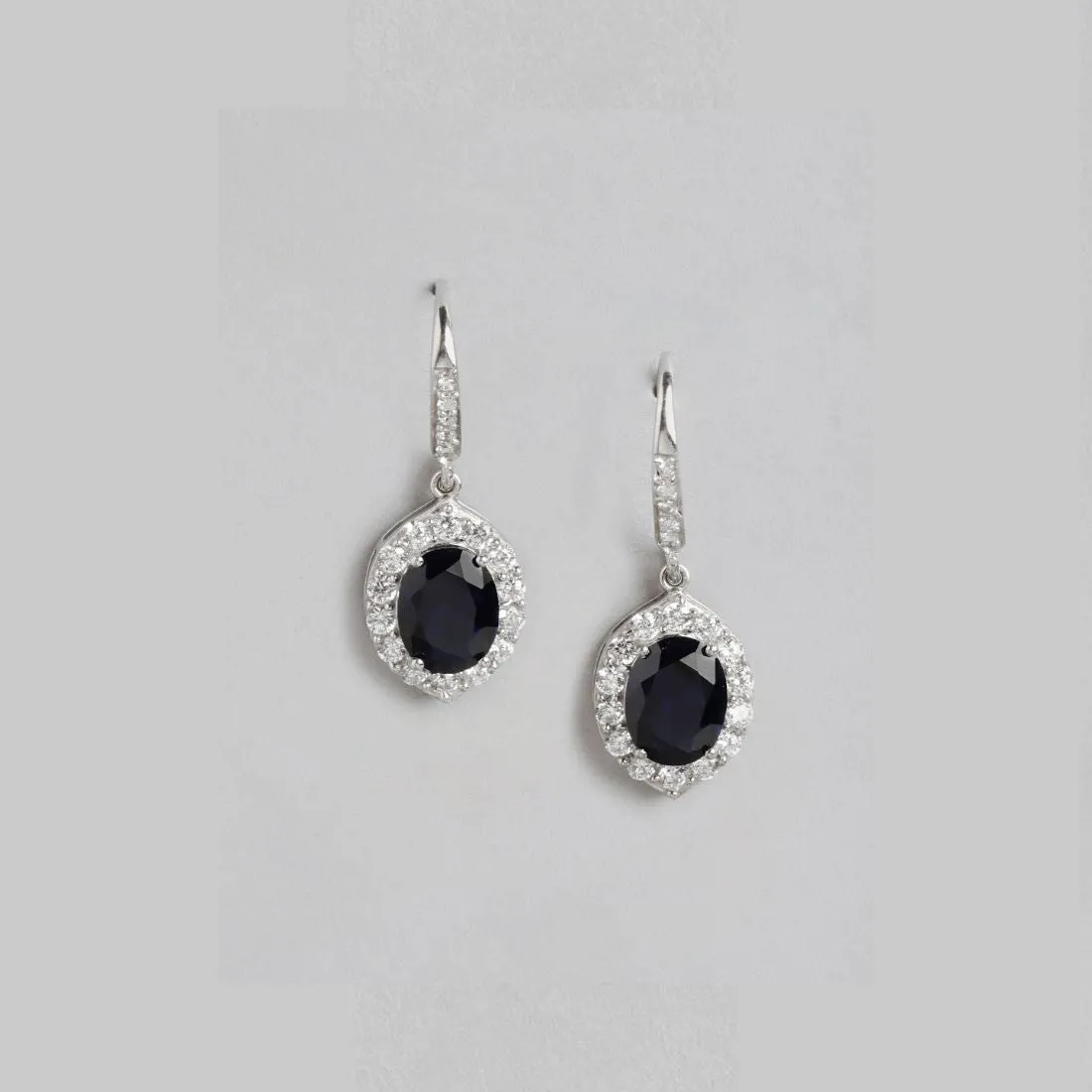 Sapphire Cascade Rhodium-Plated 925 Sterling Silver Drop Earrings