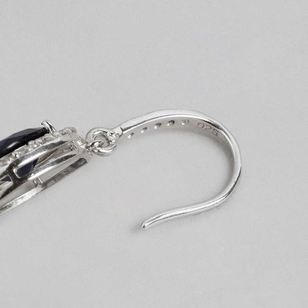 Sapphire Cascade Rhodium-Plated 925 Sterling Silver Drop Earrings