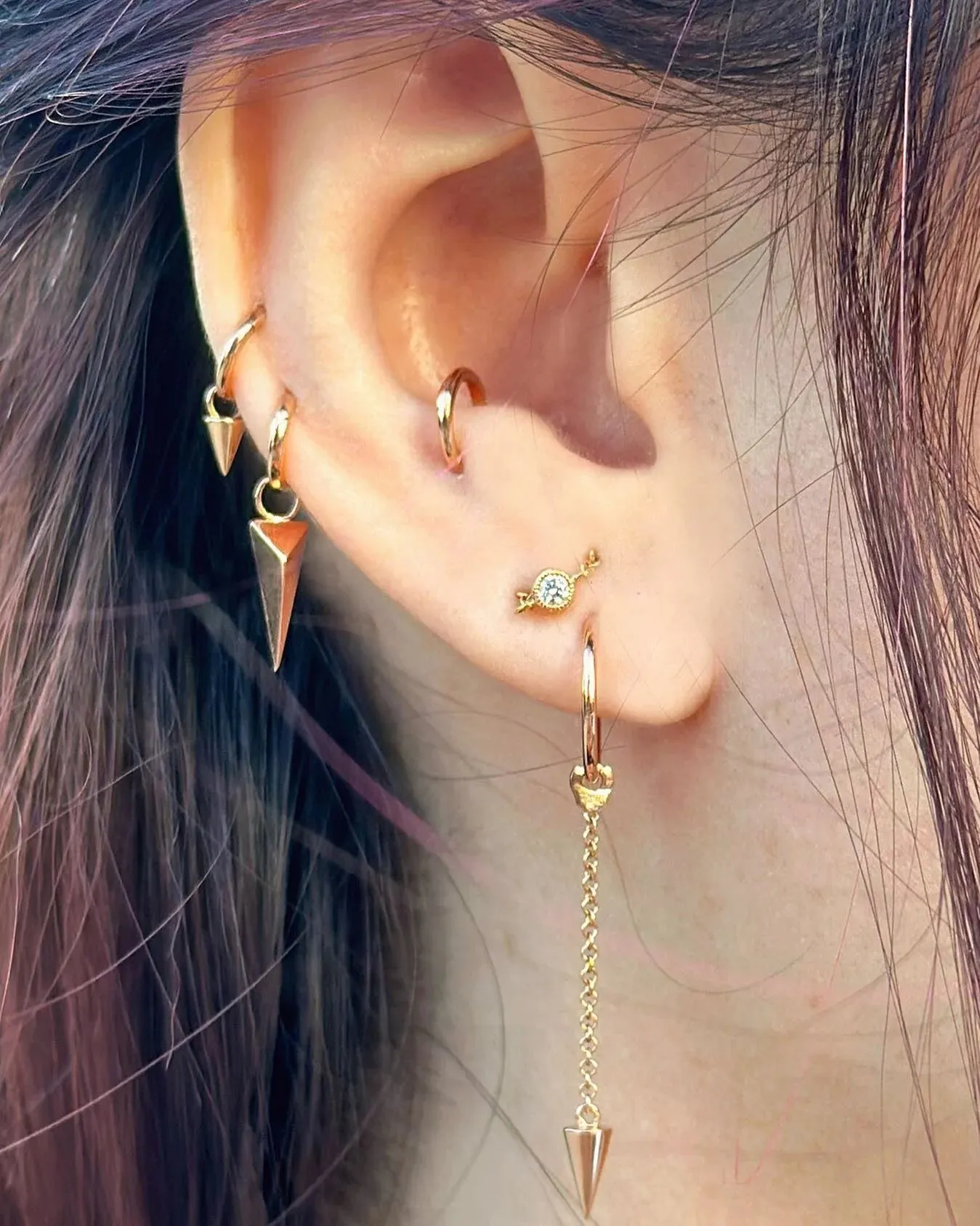 Scalloped Set Diamond Chain Orbit Earring by Maria Tash in White Gold