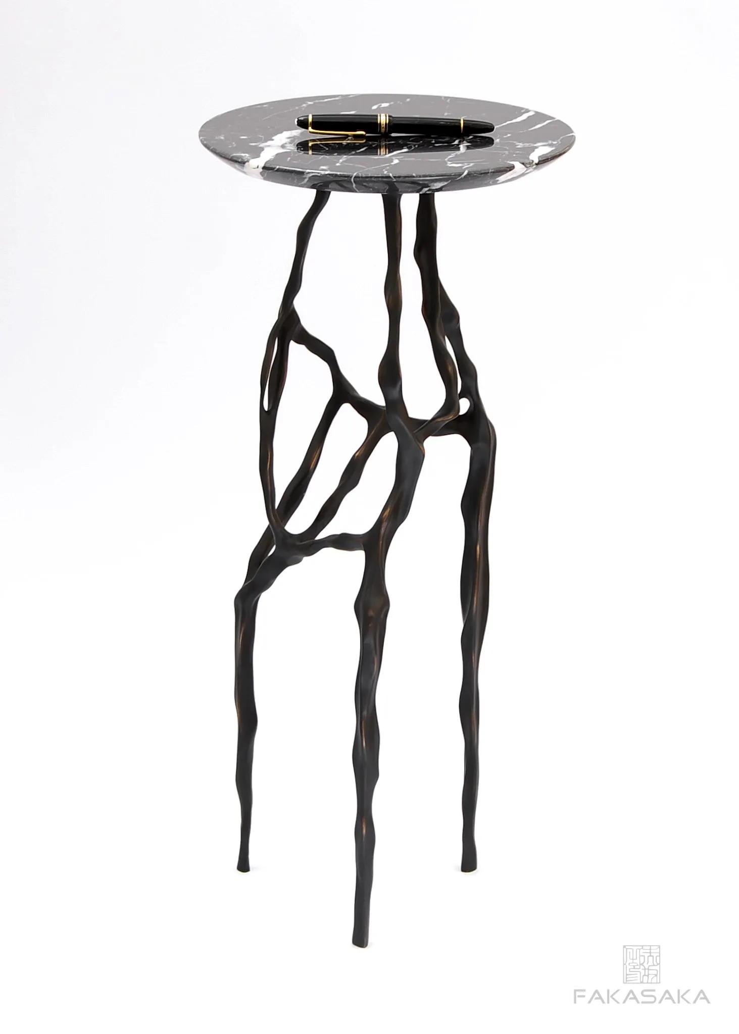 SID DRINK TABLE<br><br>NERO MARQUINA MARBLE<br>DARK BRONZE