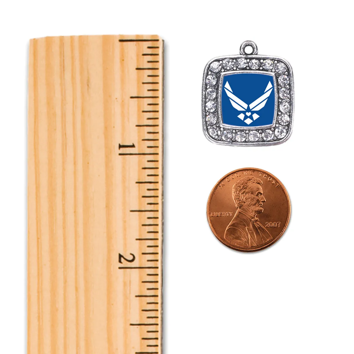 Silver Air Force Symbol Square Charm Toggle Bracelet