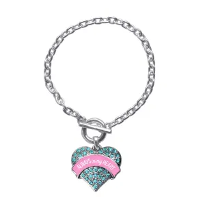 Silver Always in my Heart Pregnancy & Infant Loss Support Aqua Aqua Pave Heart Charm Toggle Bracelet