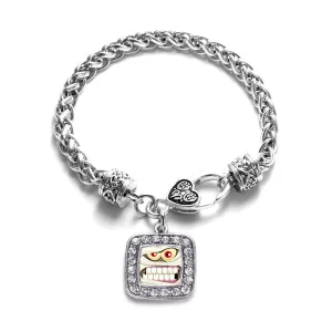 Silver Angry Mummy Square Charm Braided Bracelet