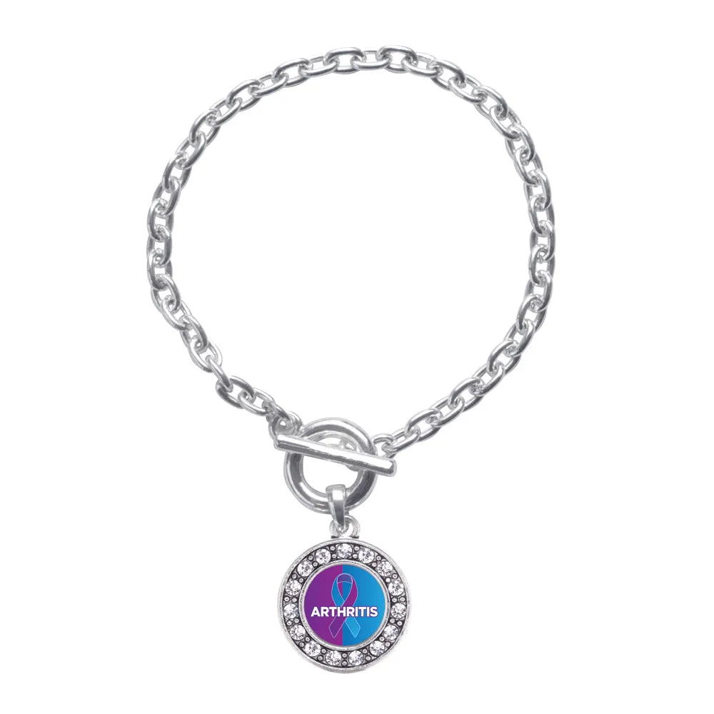 Silver Arthritis Circle Charm Toggle Bracelet