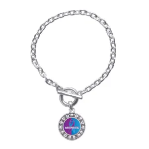 Silver Arthritis Circle Charm Toggle Bracelet