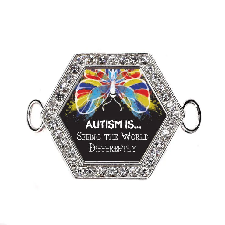 Silver Autism Acceptance Hexagon Charm Bangle Bracelet