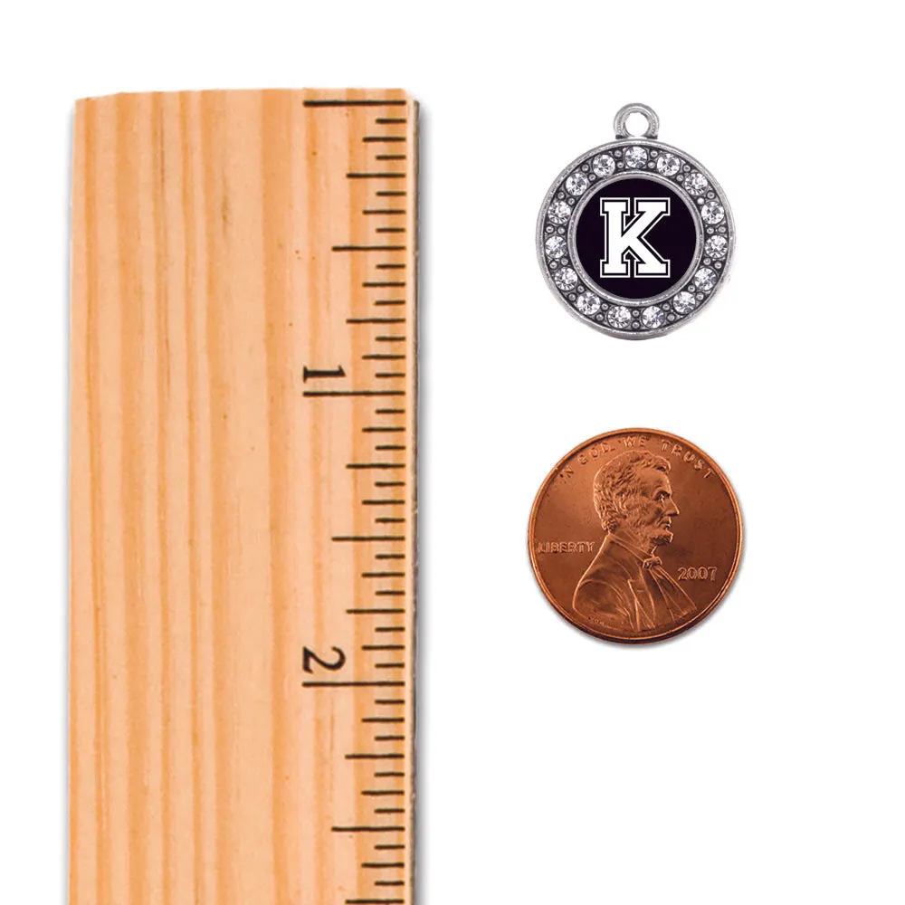Silver Baseball - Sports Initial K Circle Charm Toggle Bracelet