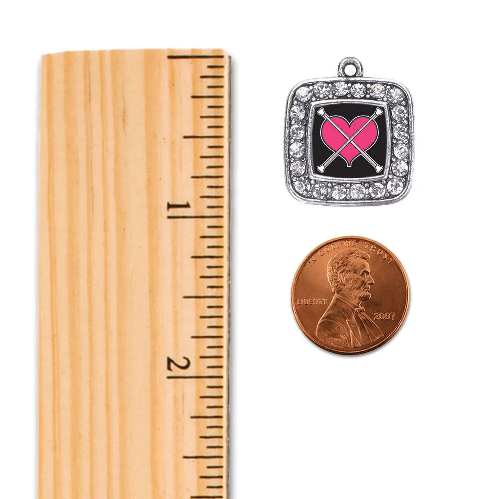Silver Baton Twirling Square Charm Toggle Bracelet