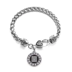Silver Bingo Circle Charm Braided Bracelet