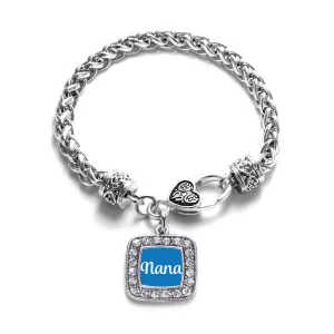 Silver Blue Nana Square Charm Braided Bracelet