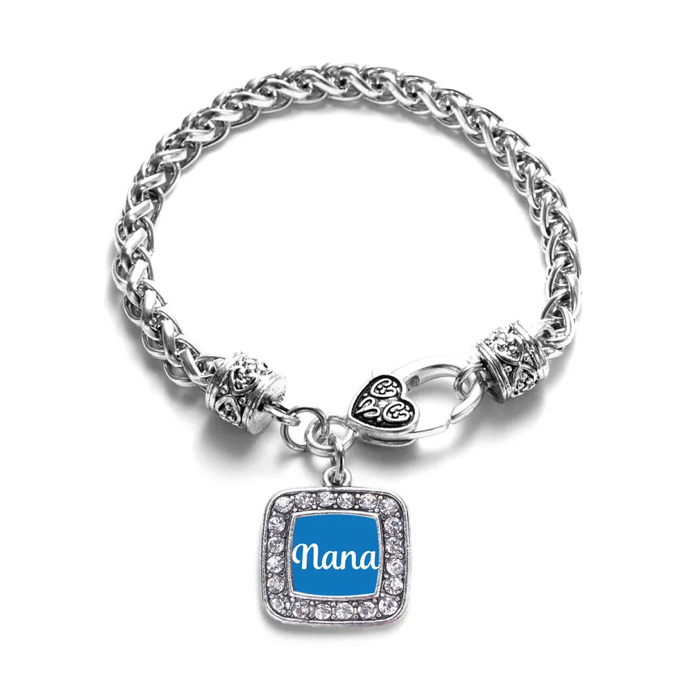 Silver Blue Nana Square Charm Braided Bracelet