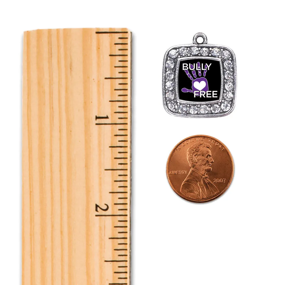 Silver Bullying Support and Awareness Square Charm Toggle Bracelet