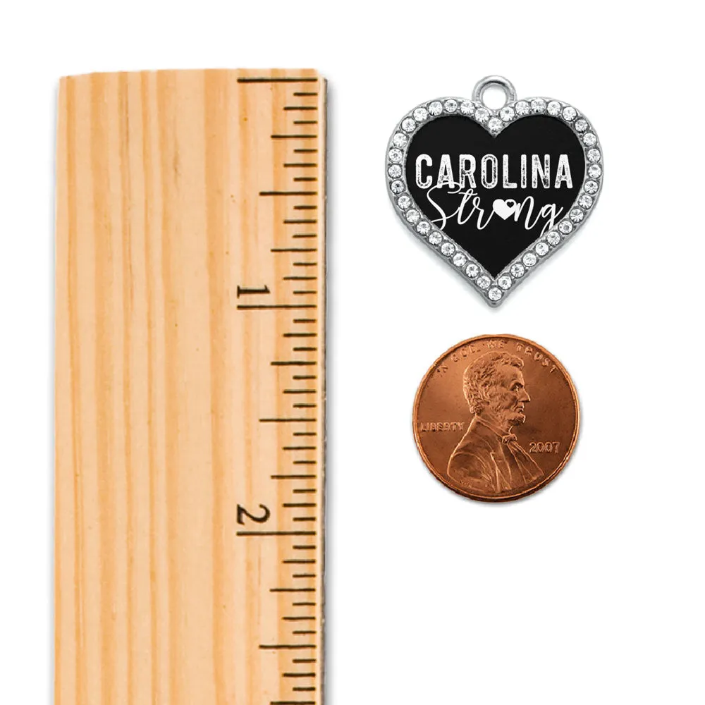Silver Carolina Strong Open Heart Charm Braided Bracelet