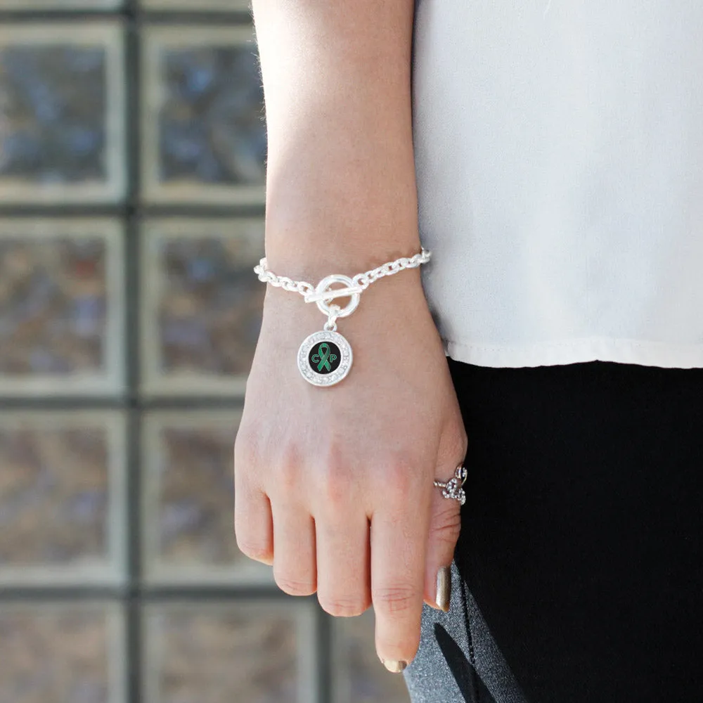 Silver Cerebral Palsy Circle Charm Toggle Bracelet