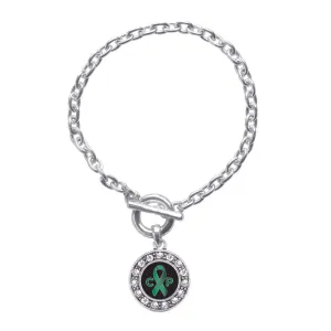 Silver Cerebral Palsy Circle Charm Toggle Bracelet