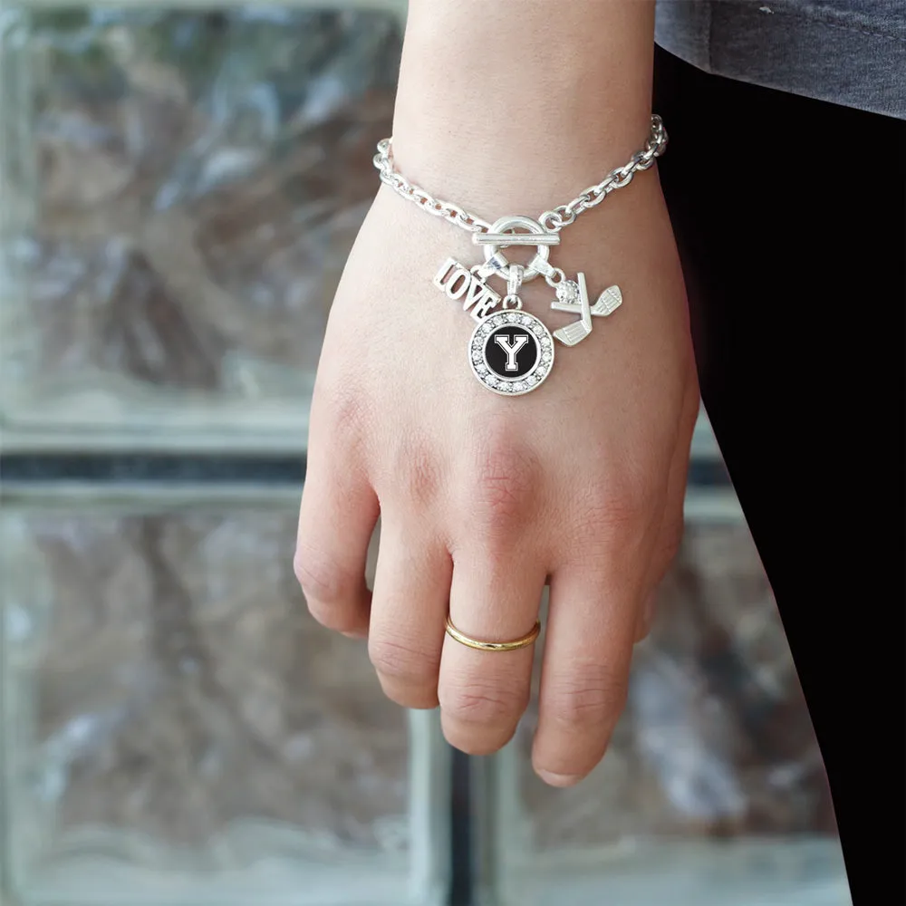 Silver Cheerleader - Sports Initial Y Circle Charm Toggle Bracelet