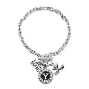 Silver Cheerleader - Sports Initial Y Circle Charm Toggle Bracelet