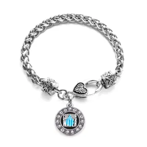 Silver Conserve Water Circle Charm Braided Bracelet