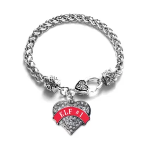 Silver Elf #1 Pave Heart Charm Braided Bracelet