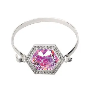 Silver Giraffe Love Hexagon Charm Bangle Bracelet