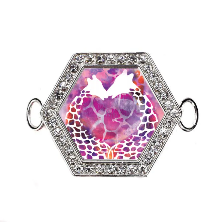 Silver Giraffe Love Hexagon Charm Bangle Bracelet