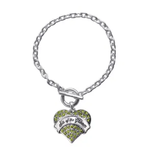 Silver Green Sis of the Groom Green Pave Heart Charm Toggle Bracelet