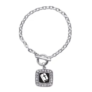 Silver Holy Bible Square Charm Toggle Bracelet