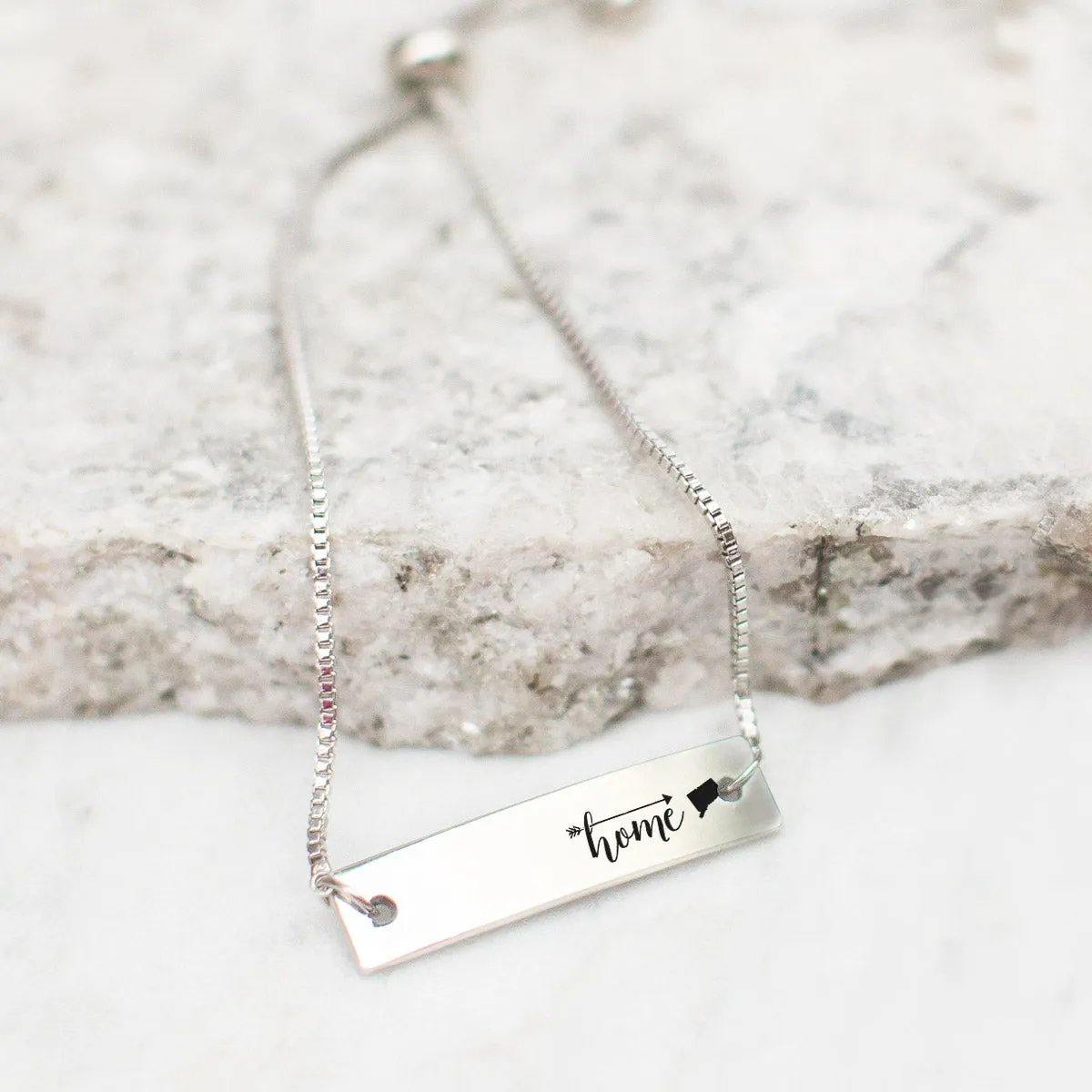 Silver Home is Connecticut Adjustable Bar Bracelet