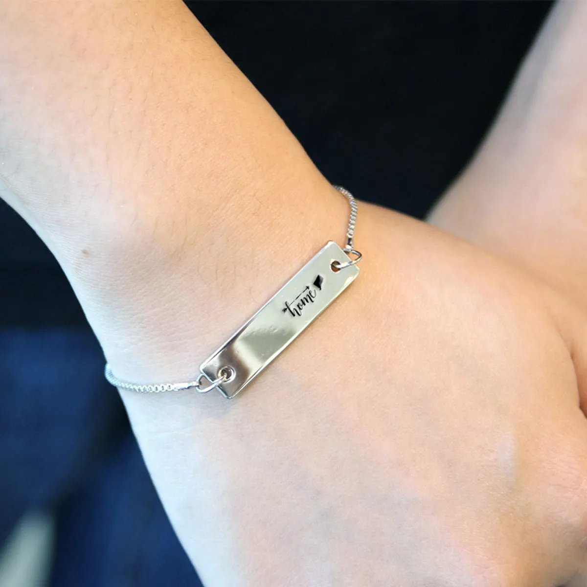Silver Home is Connecticut Adjustable Bar Bracelet