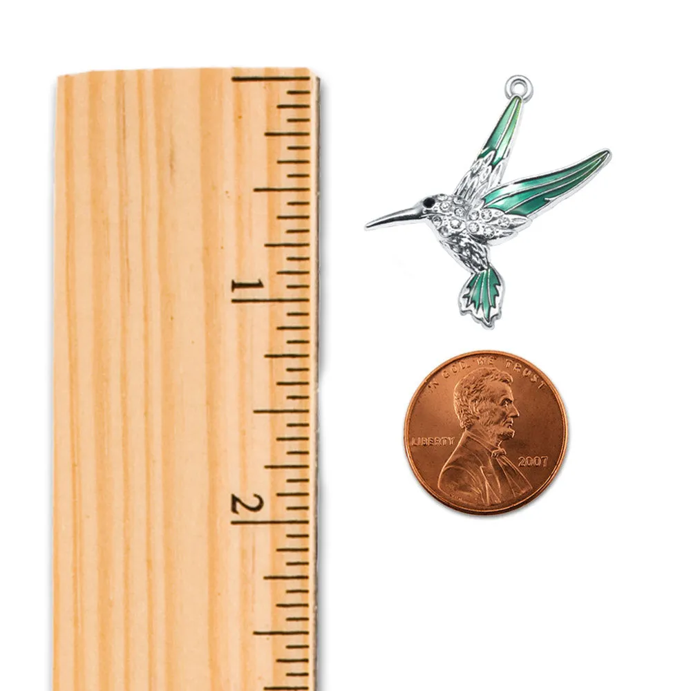 Silver Humming Bird Charm Toggle Bracelet