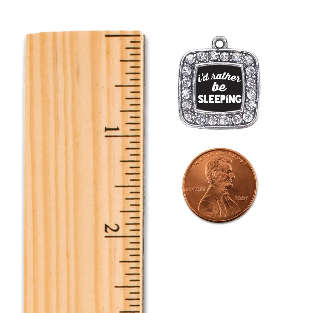 Silver I'd Rather Be Sleeping Square Charm Toggle Bracelet