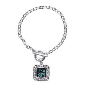 Silver It's A Boy Square Charm Toggle Bracelet