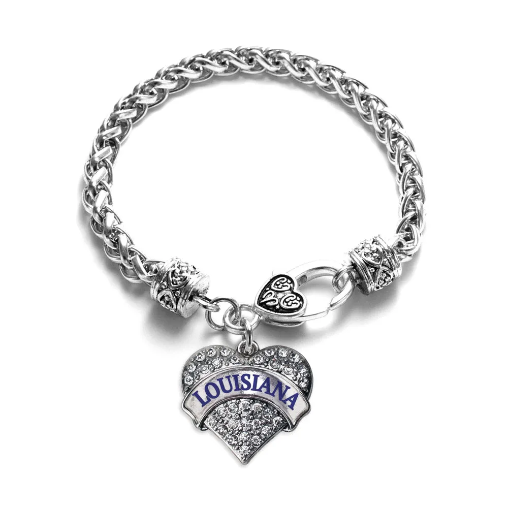 Silver Louisiana Pave Heart Charm Braided Bracelet
