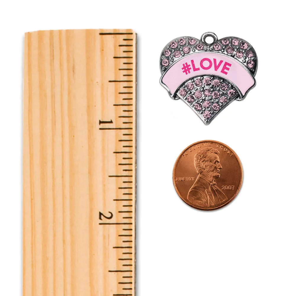 Silver #LOVE Candy Pink Pink Pave Heart Charm Toggle Bracelet