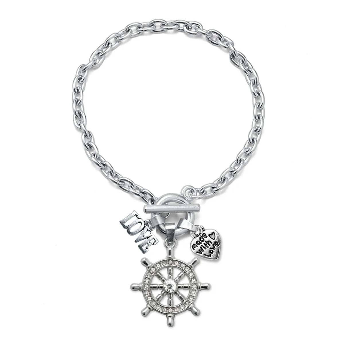 Silver Love Nautical Charm Toggle Bracelet