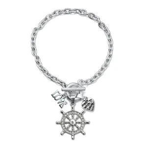 Silver Love Nautical Charm Toggle Bracelet