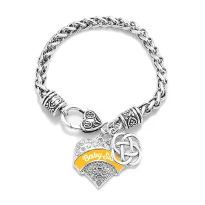 Silver Marigold Baby Sis Celtic Knot Pave Heart Charm Braided Bracelet