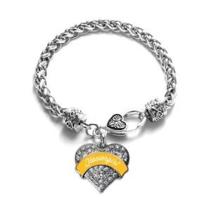 Silver Marigold Flower Girl Pave Heart Charm Braided Bracelet