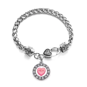 Silver Meh Candy Heart Circle Charm Braided Bracelet