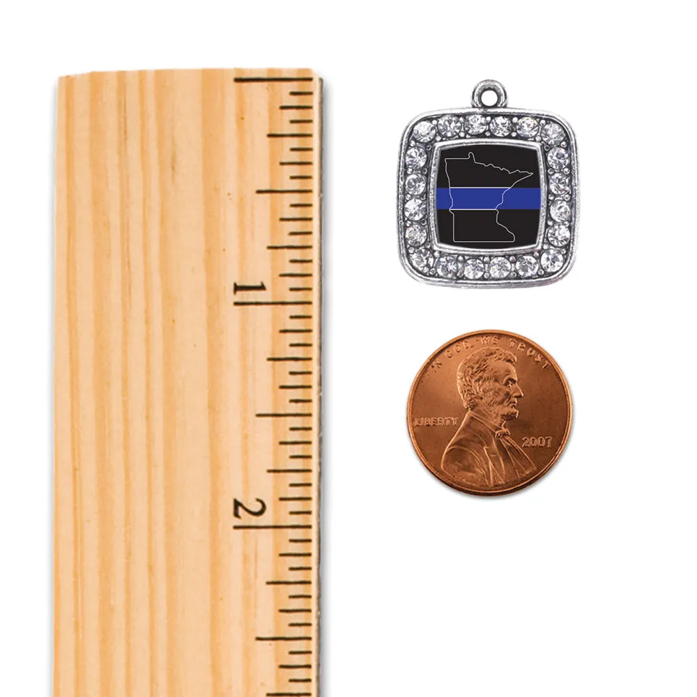 Silver Minnesota Thin Blue Line Square Charm Toggle Bracelet